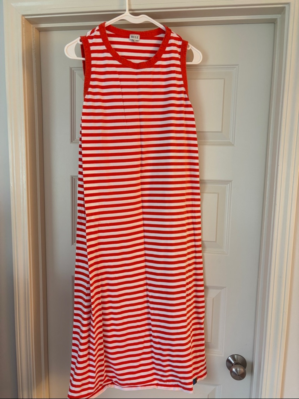 KULE Orange and White Striped Sleeveless Maxi Dress